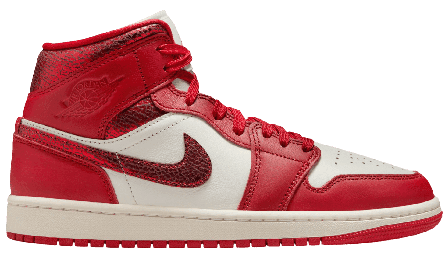 W Air Jordan 1 Mid SE "Cracked Leather University Red"